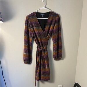 ModCloth Multicolor Striped Wrap Dress size medium